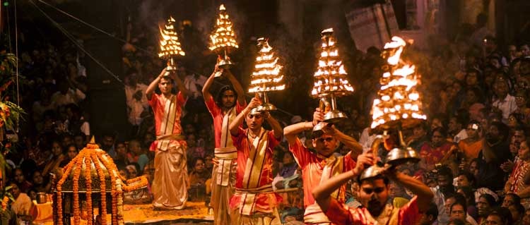 Ganga Aarti Night Time At Varanasi